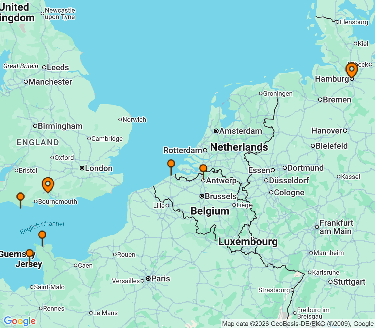 Harta itinerariu Croaziera 2028 - Europa de Nord (Southampton, Anglia) - Seabourn - Seabourn Quest - 7 nopti