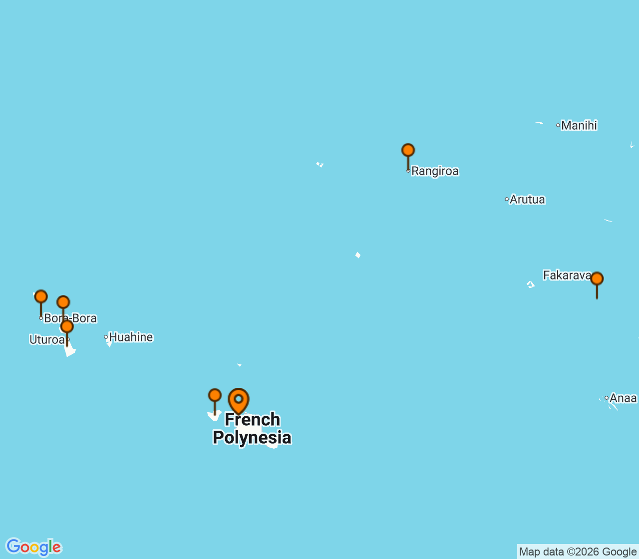 Harta itinerariu Croaziera 2027 - Tahiti si Pacificul de Sud (Papeete, Tahiti, Polinezia Franceza) - Silversea Cruises - Silver Whisper - 10 nopti