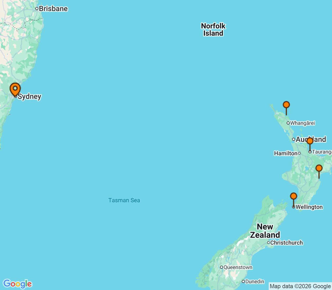 Harta itinerariu Croaziera 2027 - Australia si Noua Zeelanda (Sydney, Australia) - Royal Caribbean Cruise Line - Anthem Of The Seas - 9 nopti
